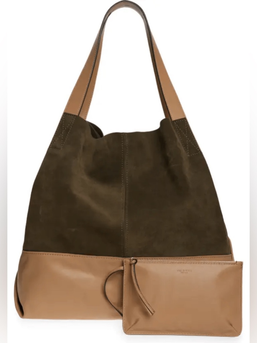 Rag & Bone Passenger Oversized Olive Green‎ and Taupe Suede Large Shoulder Bag